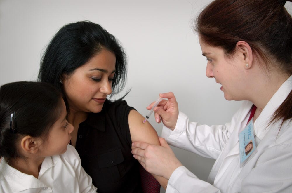 woman getting a shot