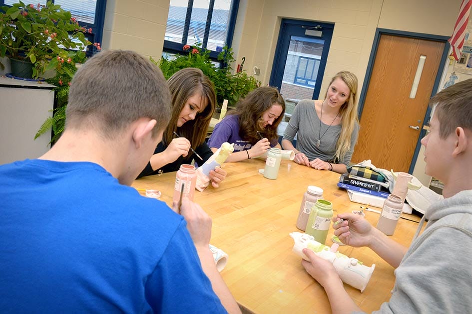 art and crafts with students
