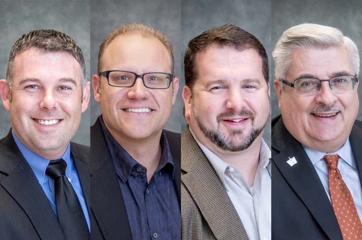 New University of Findlay Board of Trustees members include, from left: Brand Rhoad, Billy Watterson, J. Lance Finley and Dwayne Jebbett.