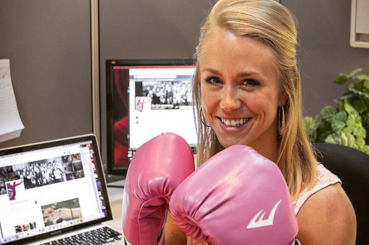 Dana in pink boxing gloves
