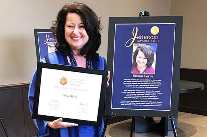 Susan Perry, director of UF sonography programs, was recognized for her excellence in serving her community through Susie’s Coats.