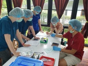 Loop Abroad students conducting lab work.
