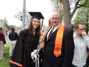 UF alumnus and adjunct professor in the EHSS program at University of Findlay, Tom Brungard, and his daughter, Emily, on her graduation day.