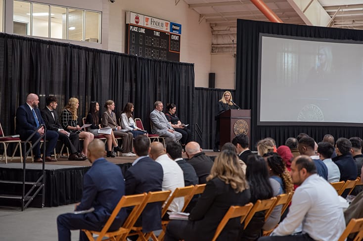 The University of Findlay hosted a naturalization ceremony on April 20 where approximately 60 individuals became United States citizens.