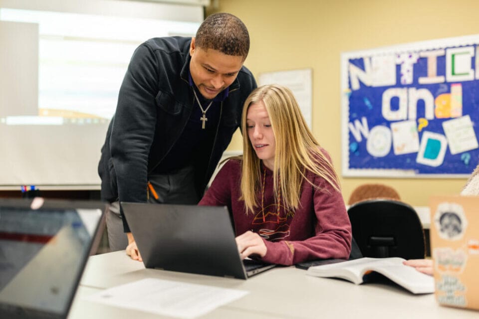 Dr. Antonio Davis and student