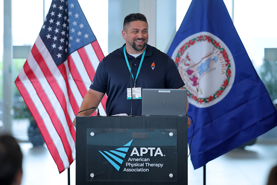 Dr. Ben Cooksey presents CompressOn during the Future of Rehab Technology Summit in Washington, D.C., last July.