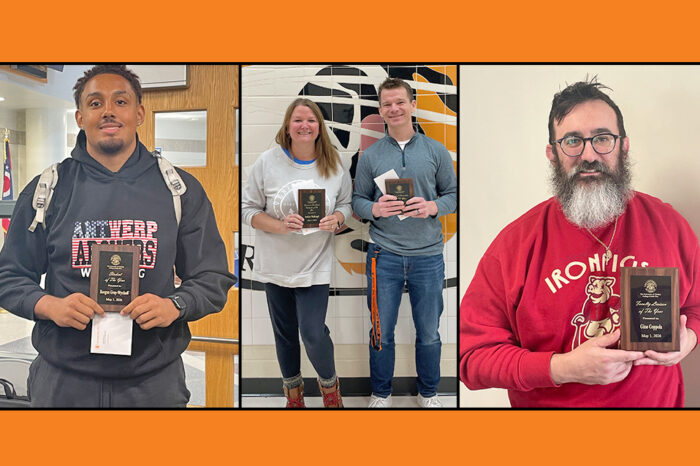 Composite image shows the award winners, left to right: Keegan Gray-Wycoff, Stefanie Waldvogel and Mike Kipplen, and Gino Coppola.  